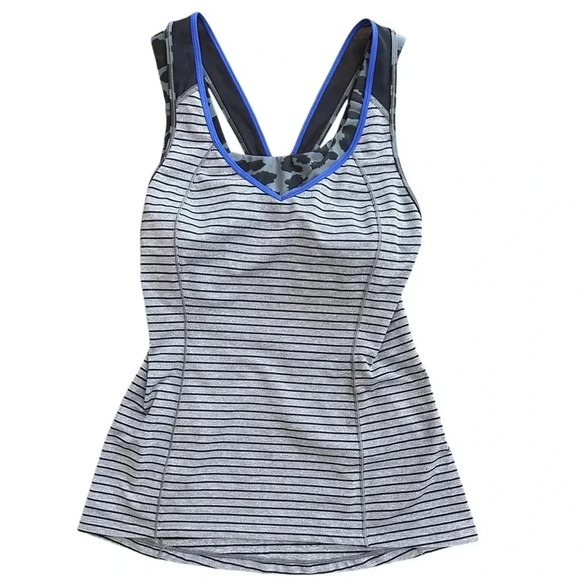 Lululemon Super Sport Tank Size 6 Stripe Cherry Cheetah Black Gray Athletic - Picture 2 of 7
